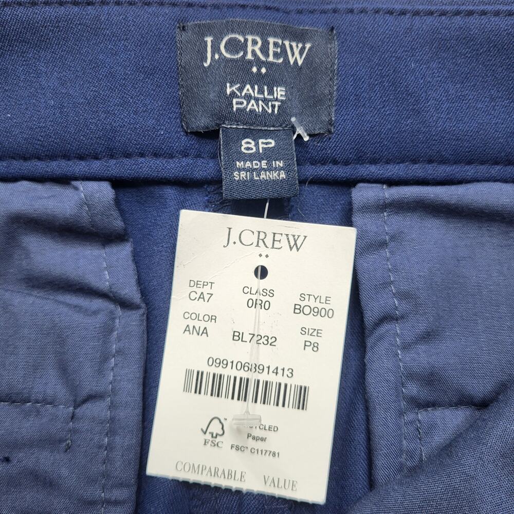 J Crew Petite Kallie Straight Leg Ankle Pants Navy Blue Cotton Blend Corpcore 8P - Picture 10 of 11